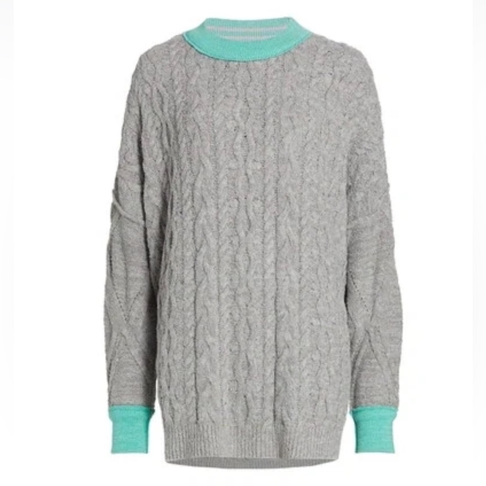 NWT $168 Free People XS Olympia Oversized Colorblock Sweater NEW Grey Combo New - Picture 9 of 9